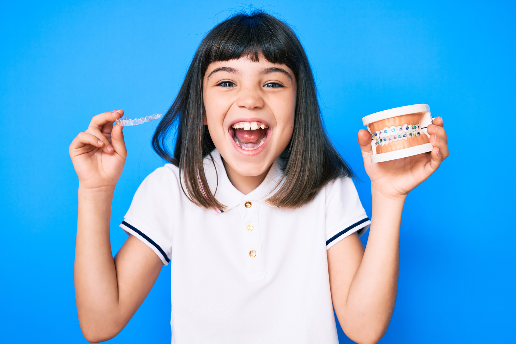 Young Girl with Invisalign and Braces